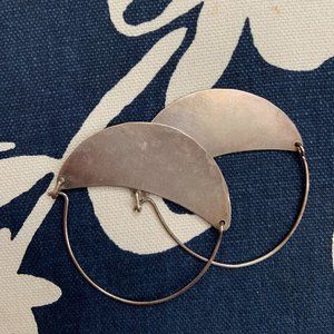 Crescent Moon Sterling Silver Hoop Earrings